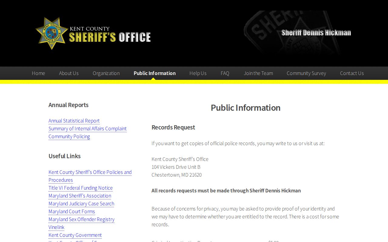 Kent County Sheriff recent arrest public information page