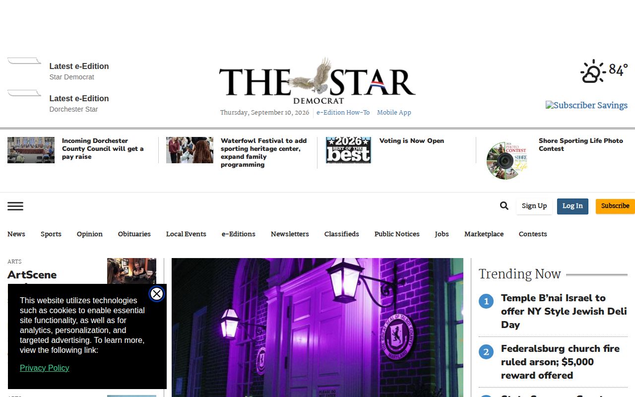 Easton Star Democrat regional news landing page named by KCSO